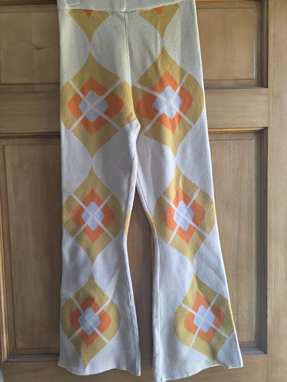Rehab Lab Retro Geometric Knit Pants in Beige, Mustard & Orange